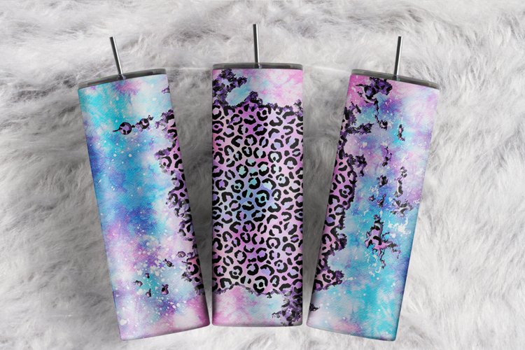 Custom Name Colorful Watercolor Cheetah 20 oz tumbler wrap