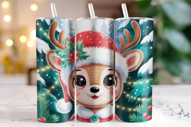 Merry Christmas Deer Tumbler Wrap | Christmas Wrap