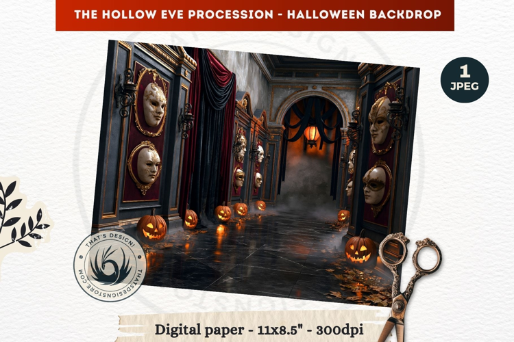 Gothic Halloween background - Hollow Eve Procession Backdrop