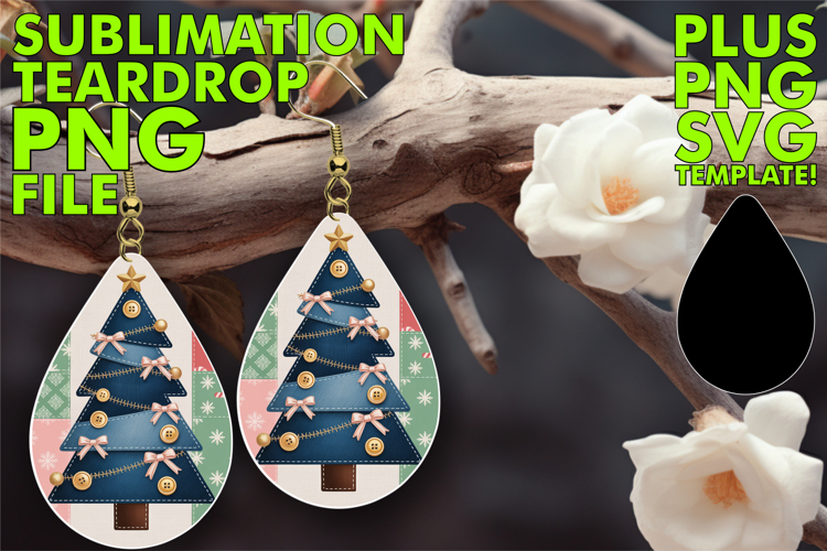 Bright Teardrop Earrings Sublimation, Christmas