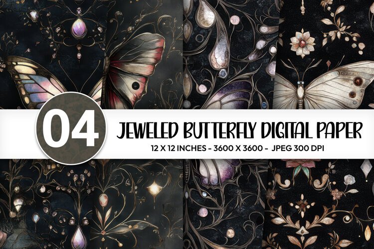 Jeweled Butterfly Digital Paper example image 1