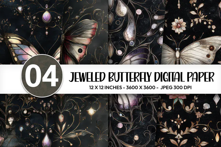 Jeweled Butterfly Digital Paper