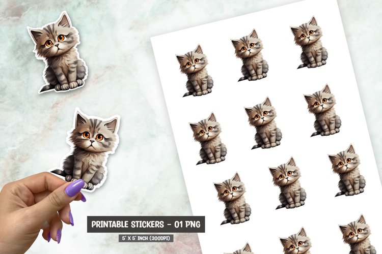 Cute cat sticker, funny cat sticker png