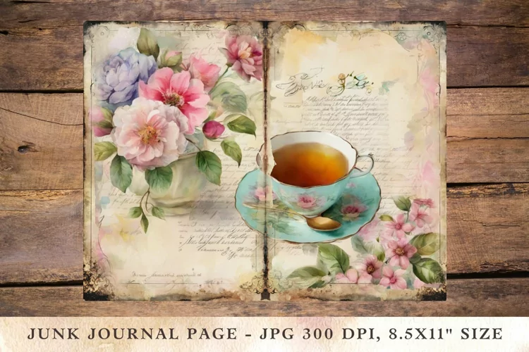 Printable Junk Journal Pages tea and cake party 12