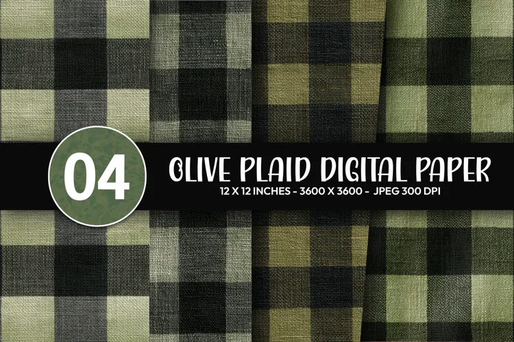 Olive Plaid Digital Paper