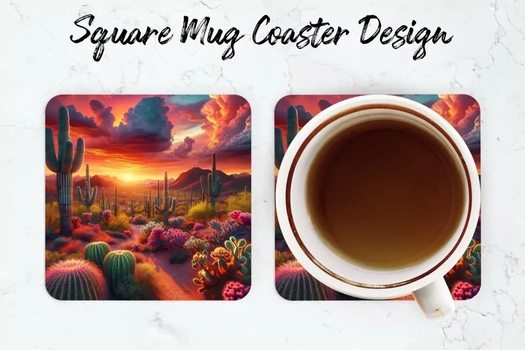 Cactus Mug coaster | Coaster | Sublimation