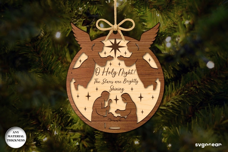 Round Nativity Ornament Laser Cut | Bible Quotes | SVG