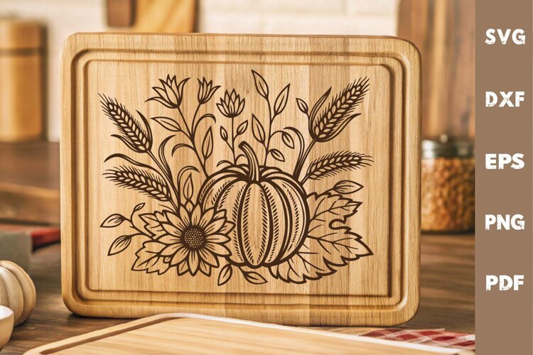 Pumpkin SVG, Fall, Cutting board, Laser cut, Cricut svg example image 1