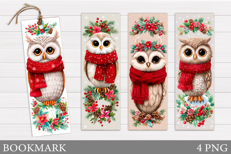Christmas Owl Bookmark. Christmas Bookmark Sublimation