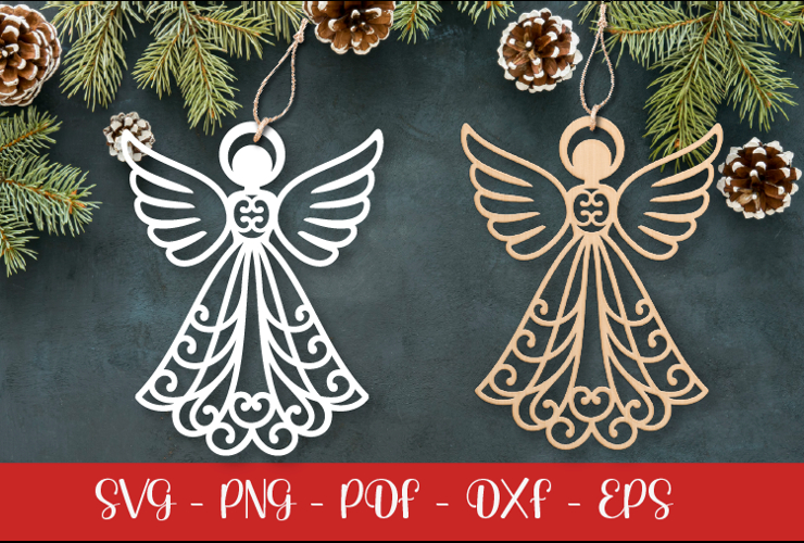 Christmas Angel laser SVG PNG| Christmas ornament