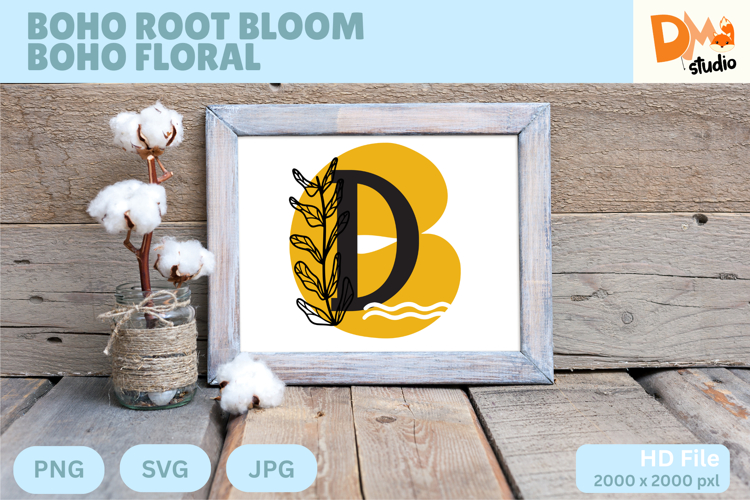 Boho Root Bloom Boho Floral Monogram