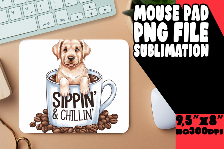 BLISSFUL mouse pad Playful Design, Coffee Dog