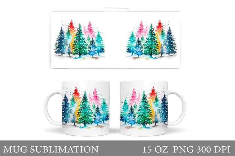 Christmas Tree Mug Design. Colorful Christmas Tree Mug example image 1