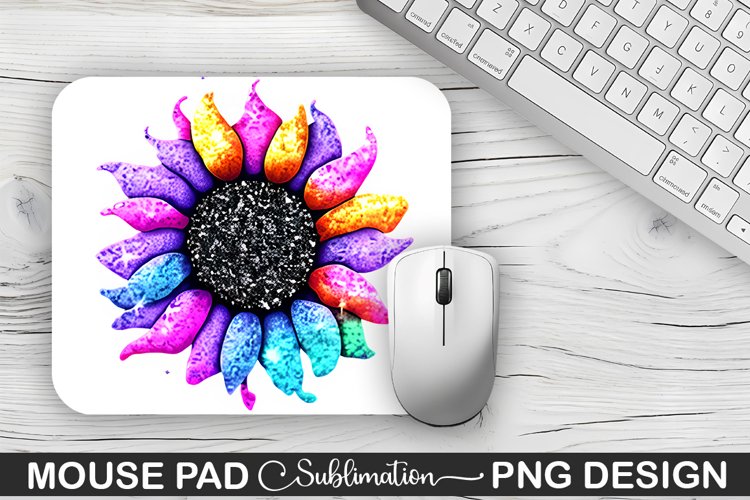 Magical Purple Cyan Sunflower Sublimation Mouse Pad Design