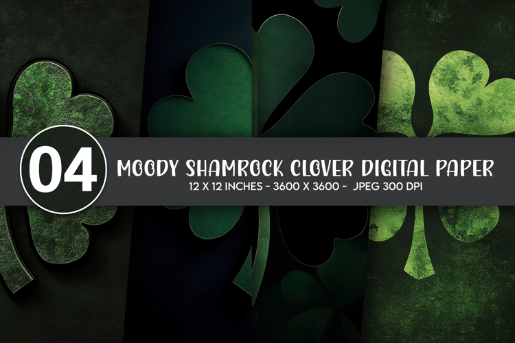 Moody Shamrock Clover Digital Paper