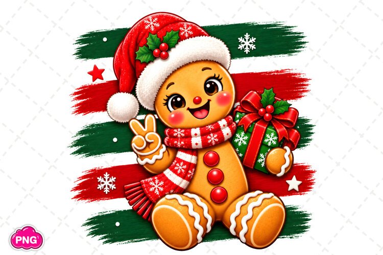 Gingerbread Christmas PNG, Cute Gingerbread PNG, Christmas example image 1