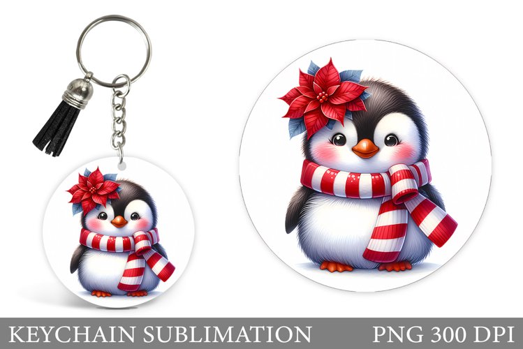 Christmas Penguin Keychain. Christmas Keychain Design example image 1