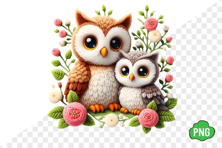 Whimsical Mother's Day Owl Clipart example image 1