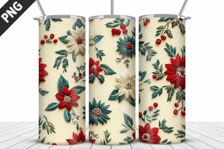 3D Daisy Flowers 20oz Tumbler Wrap | Sublimation Design