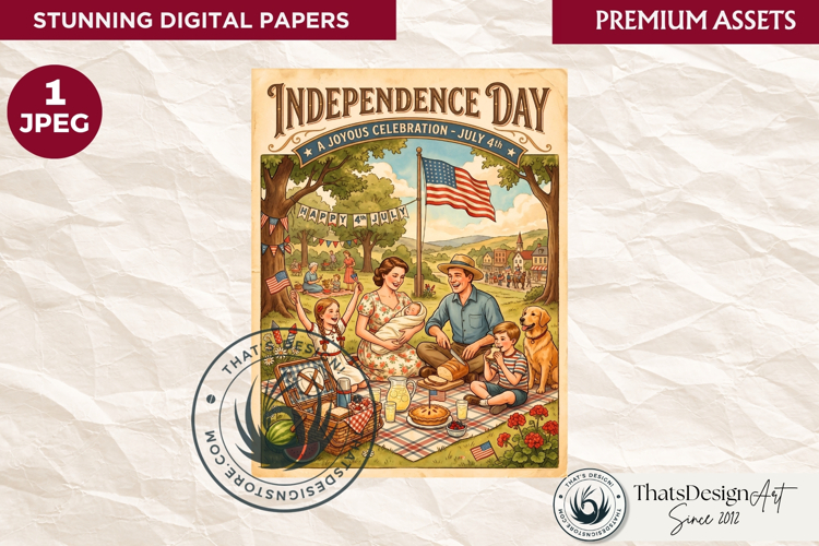 Patriotic Vintage 4th of July Junk Journal digital paper