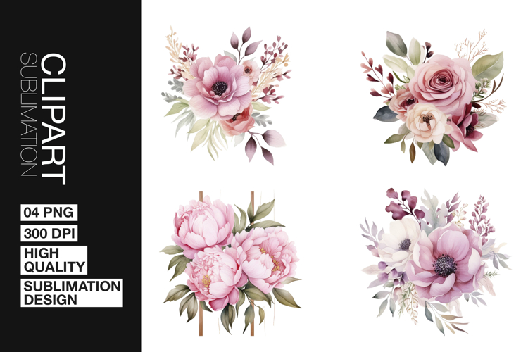 Pink Flower Art Clipart PNG