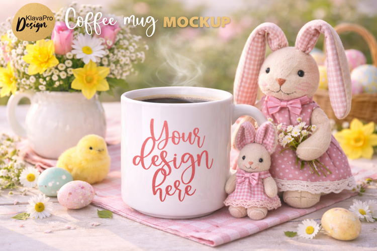 Easter Coffee Mug Mockup White Ceramic Cup