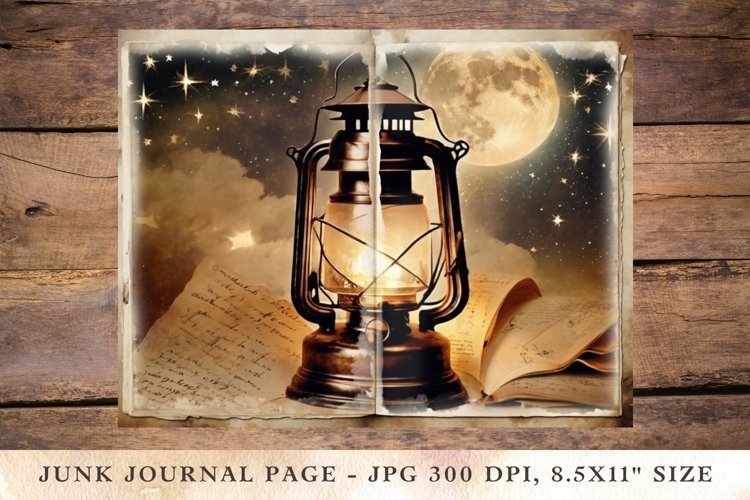 Printable Junk Journal Pages moon stars 11 example image 1