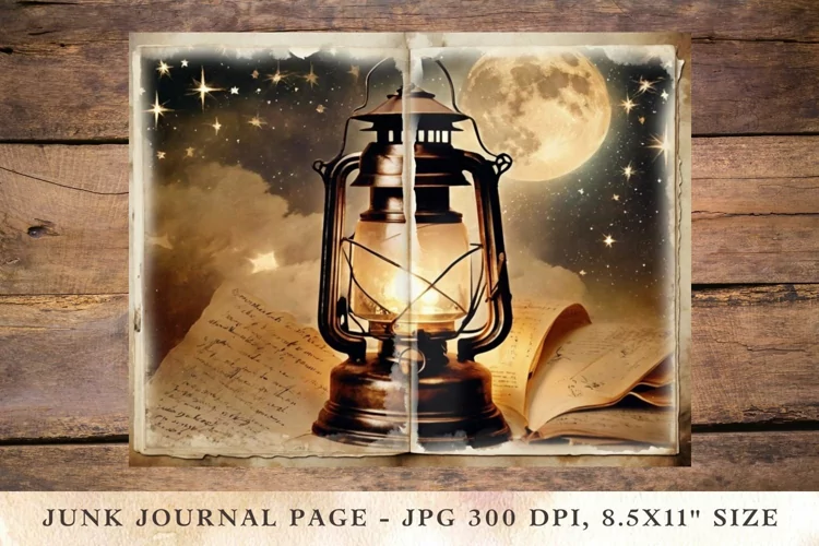 Printable Junk Journal Pages moon stars 11