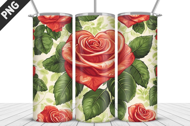 Rose Tumbler Sublimation | Valentines Day Tumbler Wrap