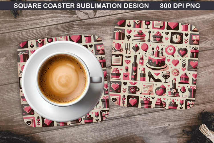 Valentine Coaster Sublimation, Valentine Coaster PNG Design