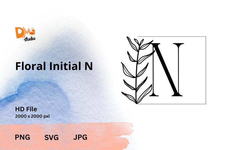 Floral Initial - HandDrawn Monogram Alphabet SVG|PNG|JPG