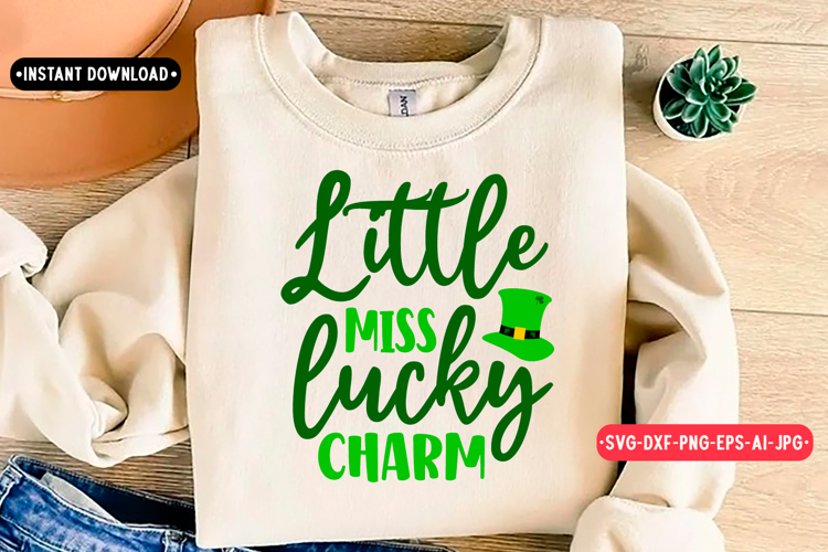 little miss lucky charm st Patricks day SVG Design