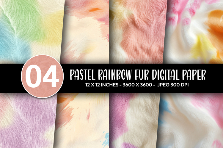 Pastel Rainbow Fur Digital Paper