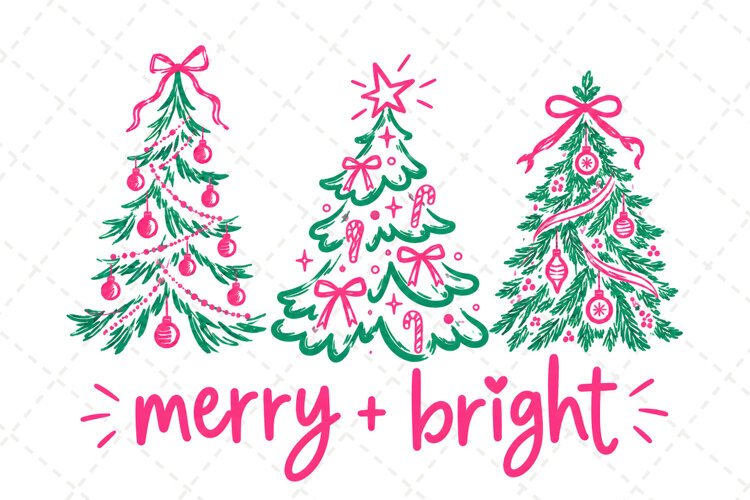 Merry and Bright PNG, Preppy Merry Coquette Christmas PNG example image 1