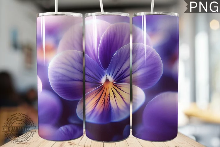 Pansy Flower Tumbler Wrap - Tumbler Design