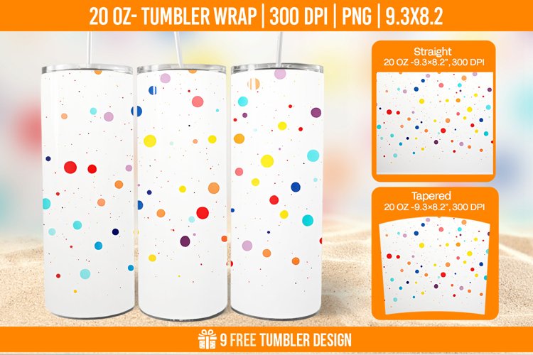 Confetti Tumbler Wrap Designs, Sublimation Wrap