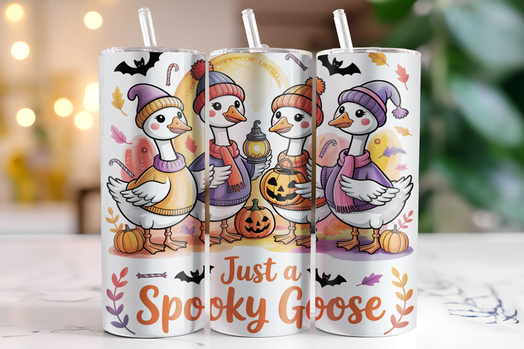Just a Spooky Goose Tumbler Wrap | Sublimation | Tumblers example image 1