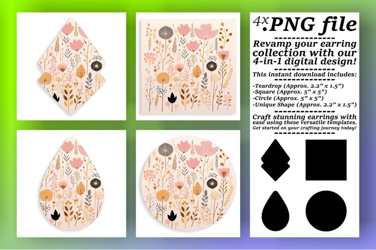 Teardrop Beauty: Boho Flower Sublimation Earrings example image 1