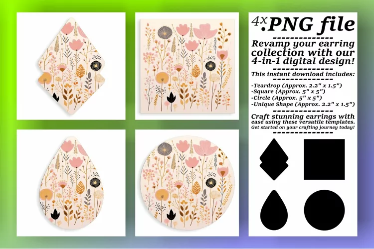 Teardrop Beauty: Boho Flower Sublimation Earrings
