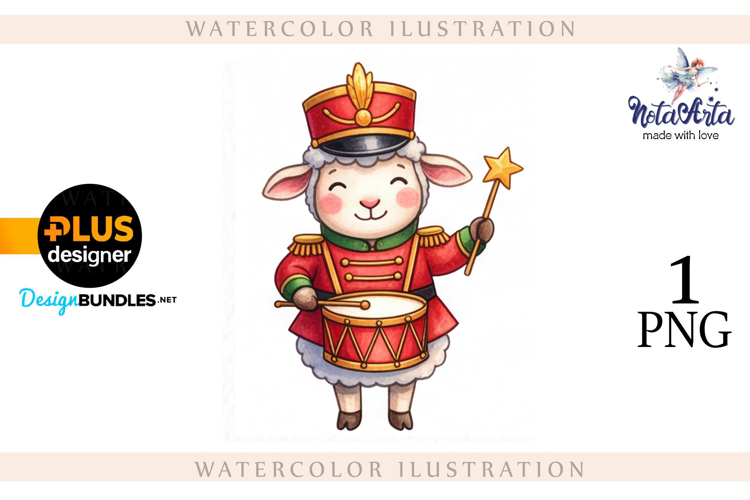 Christmas Sheep in Watercolor Style