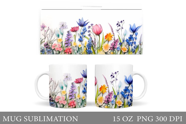 Flowers Mug Sublimation. Wildflowers Mug Design example image 1