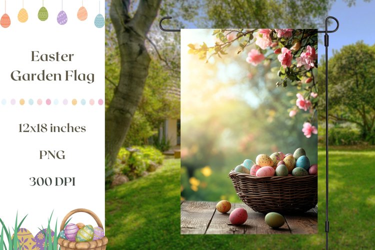 Happy Easter Garden Flag Template, Easter Basket Sublimation