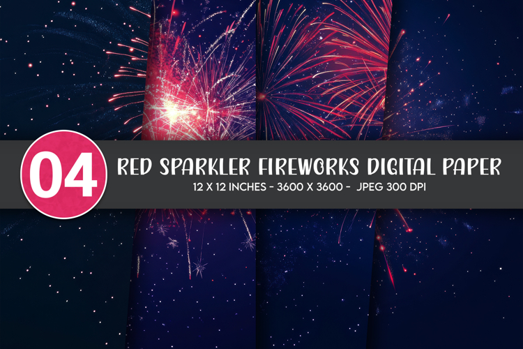 Red Sparkler Fireworks Digital Paper