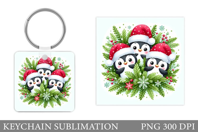 Christmas Penguin Keychain. Christmas Keychain Design example image 1