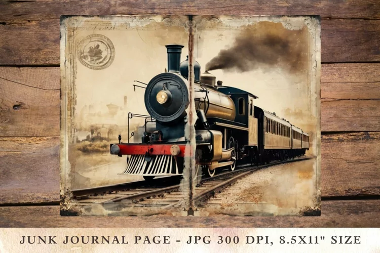 Printable Junk Journal Pages train 1