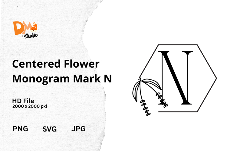 Centered Flower Monogram Mark