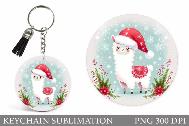 Christmas Lama Keychain. Cute Lama Keychain Design