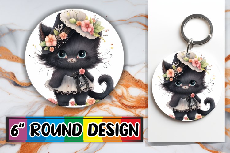 Charming Watercolor Kitty Keychain