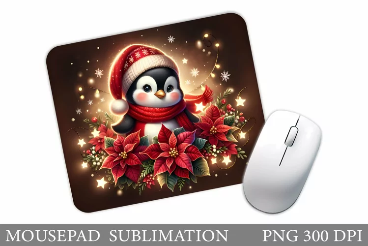 Cute Penguin Mouse Pad. Christmas Penguin Mouse Pad Design