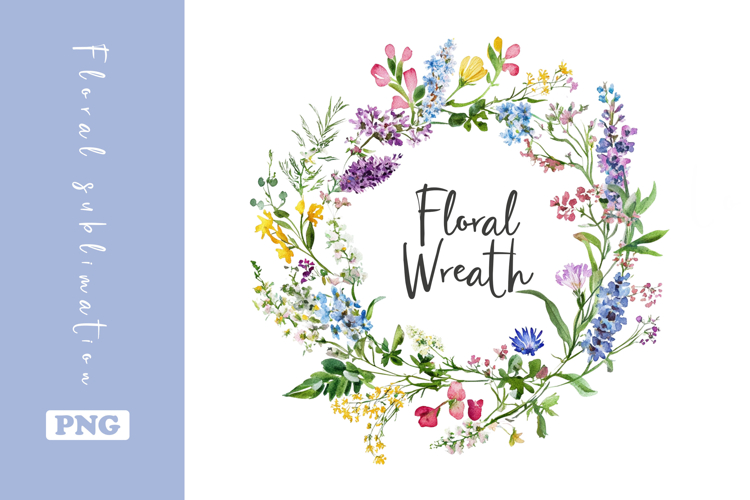 Watercolor Lovely Wildflower Wreath Clipart